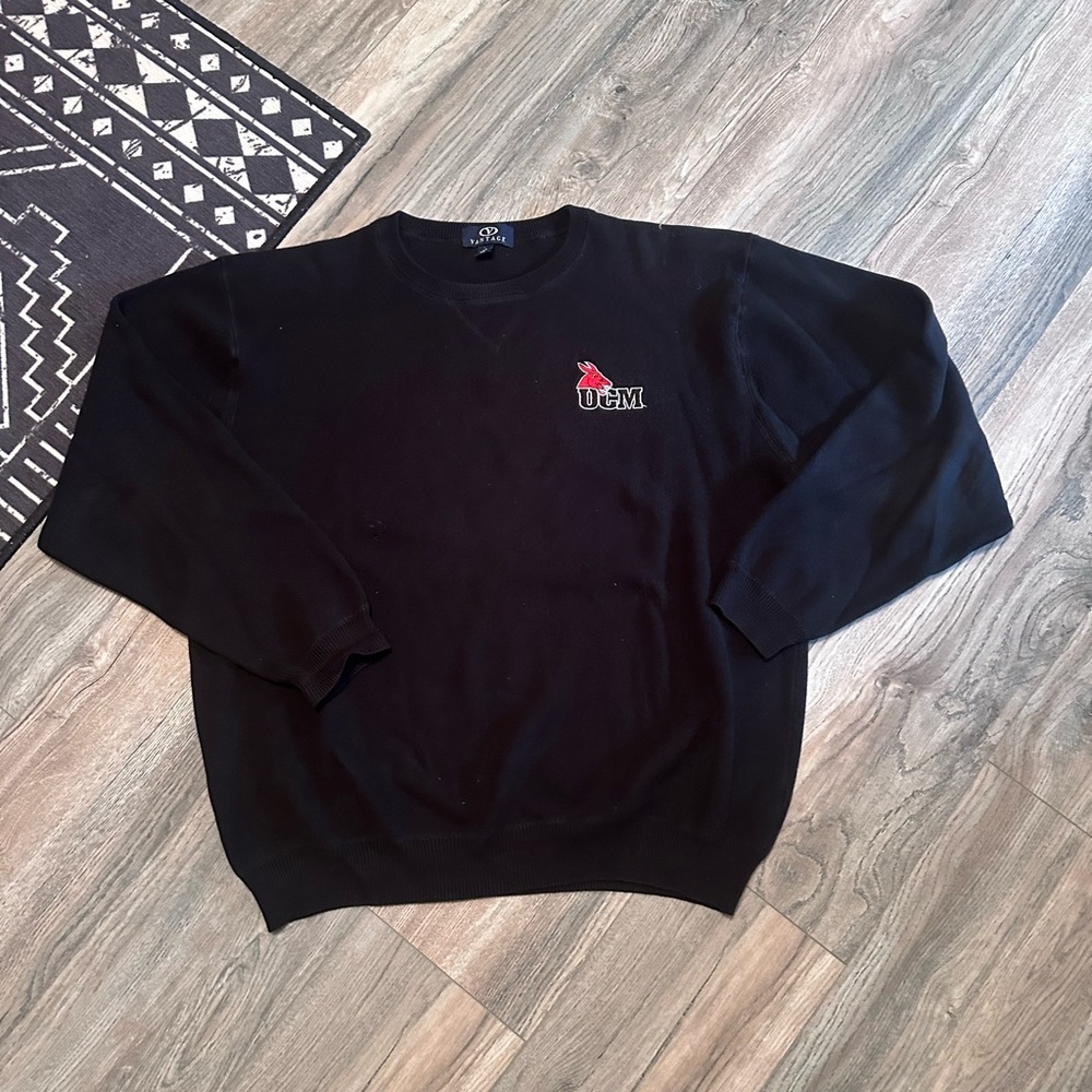UCM Black Crewneck Sweater for Men University of Central Missouri Mules
